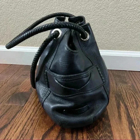 Cole Haan Black Leather Double Handle Side pockets  Shoulder Bag Purse - Picture 2 of 15